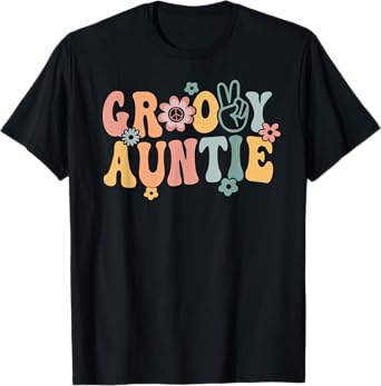 Groovy Auntie Retro Aunt Matching Family 1st Birthday Party T-Shirt