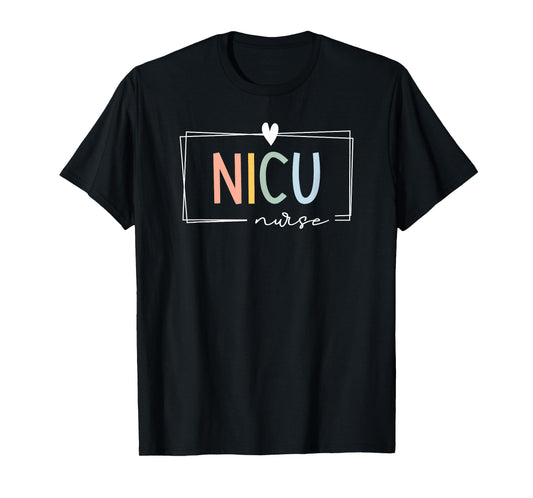 Retro NICU Nurse ICU Neonatal Rainbow Team Tiny Humans T-Shirt