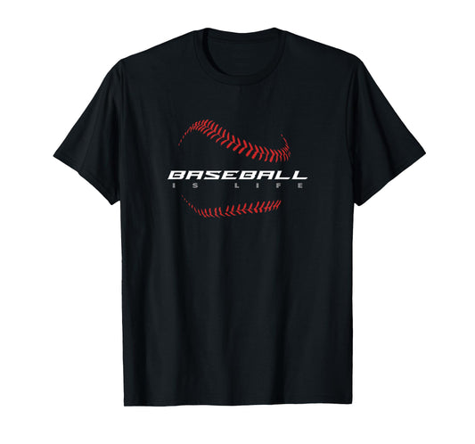 Baseball - Baseball is Life / Fan - Stylish Baseball T-Shirt, Small, Black