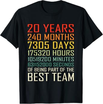 Best Team Vintage Work Anniversary 20 Years Employee T-Shirt