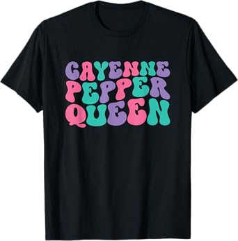 Cayenne Pepper Queen Womens Retro Vintage Wavy Groovy T-Shirt