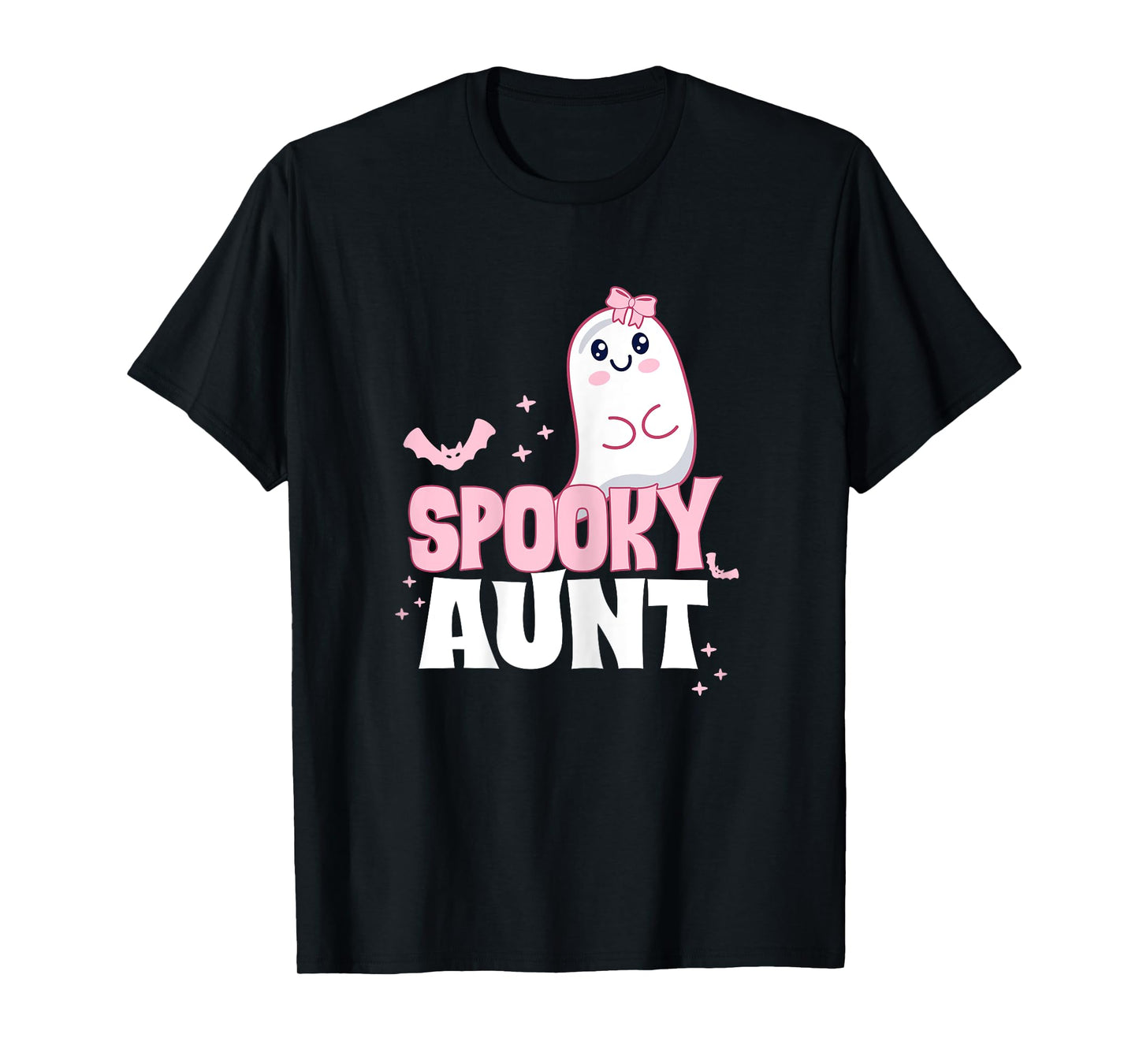 Spooky Aunt Family Cute Pink White Ghost Boo Halloween T-Shirt