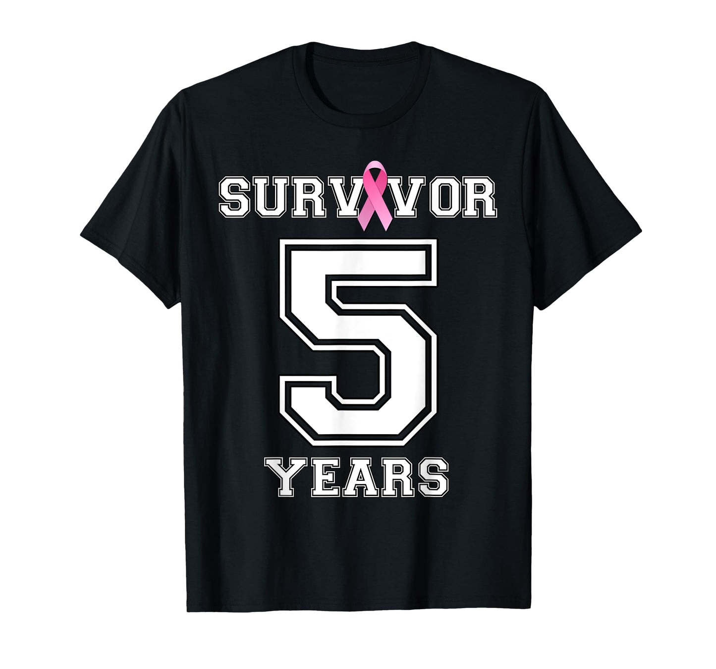 5 Years Breast Cancer Survivor Gifts For Women Pink Ribbon T-Shirt