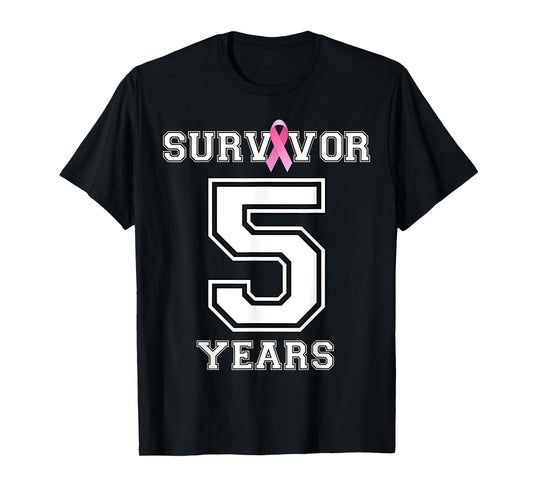 5 Years Breast Cancer Survivor Gifts For Women Pink Ribbon T-Shirt