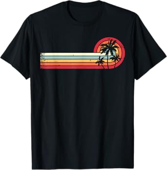 Palm Tree Shirt Tropical Beach Vintage Retro Style 70s 80s T-Shirt for Men Women Girls Kids