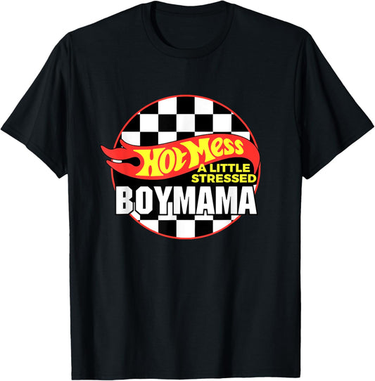 Gifts For Mom Hot Mess A Little Stressed Boy Mama T-Shirt