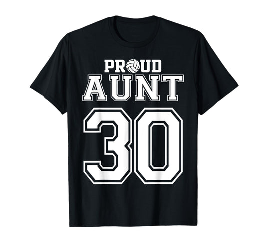 Custom Proud Volleyball Aunt Number 30 Personalized Women T-Shirt