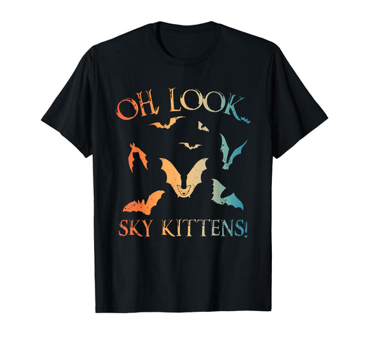 Funny Bat Art For Men Women Kids Sky Kitten Bat Lovers T-Shirt