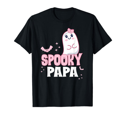 Spooky Papa Family Cute Pink White Ghost Boo Halloween T-Shirt