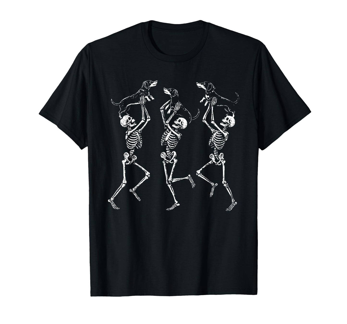 Retro Dancing Skeletons Dachshund Cute Halloween Dog T-Shirt