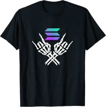 Solana Crypto Skeleton Halloween Theme Metal Hands SOL T-Shirt