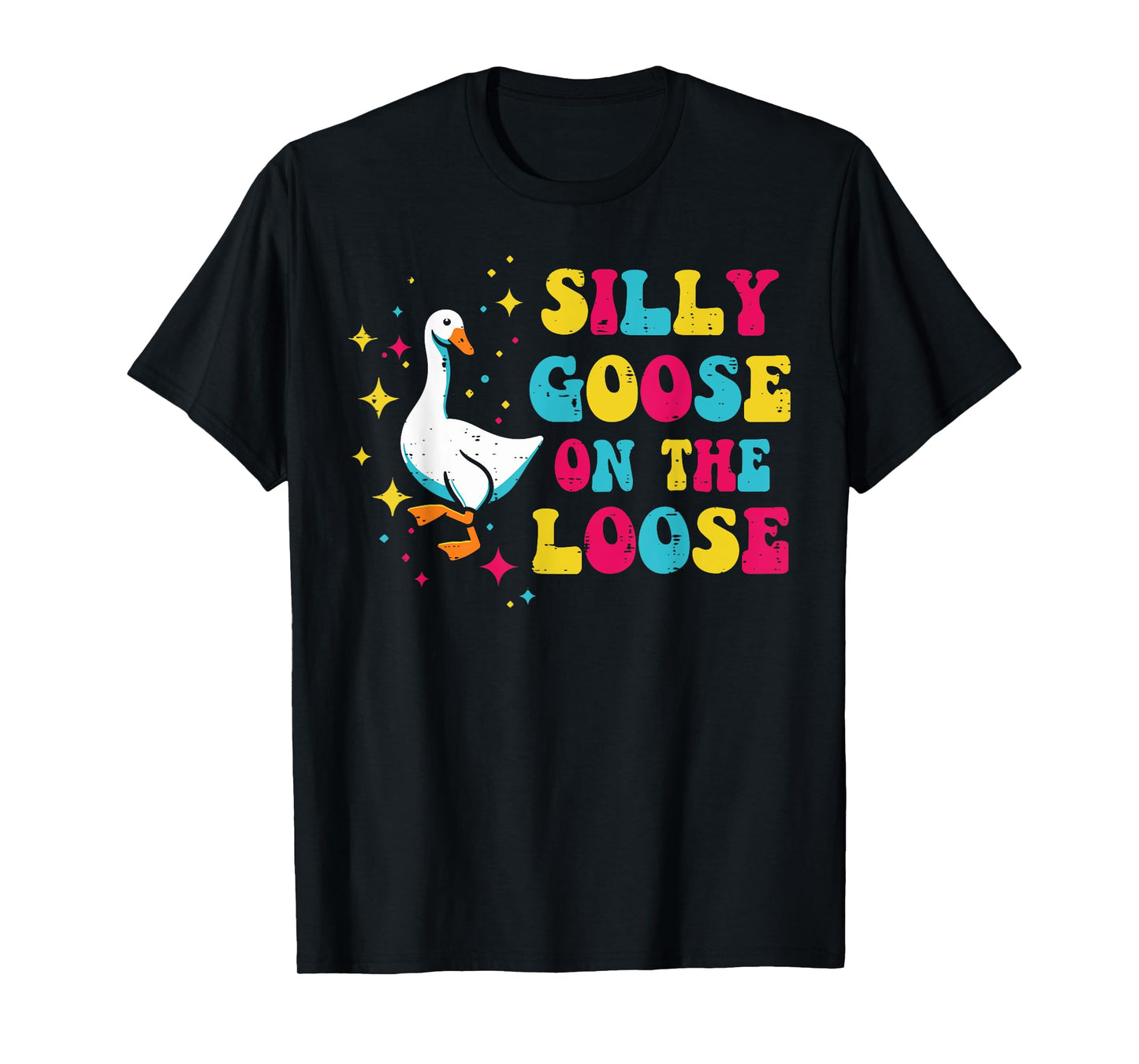 Goose Silly On The Loose Groovy Retro Animal Women Men Kids T-Shirt