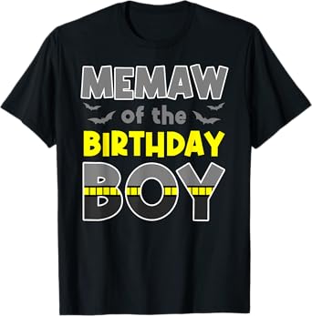 Memaw Of The Birthday Boy Bat Family Party Theme Boys Gift T-Shirt