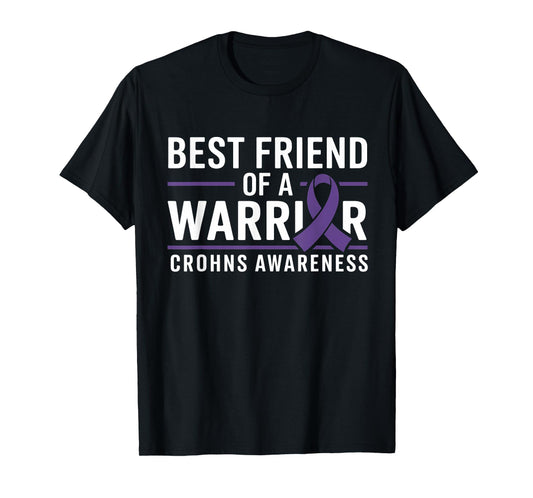 Crohns Awareness Best Friend Of A Warrior Purple Ribbon T-Shirt