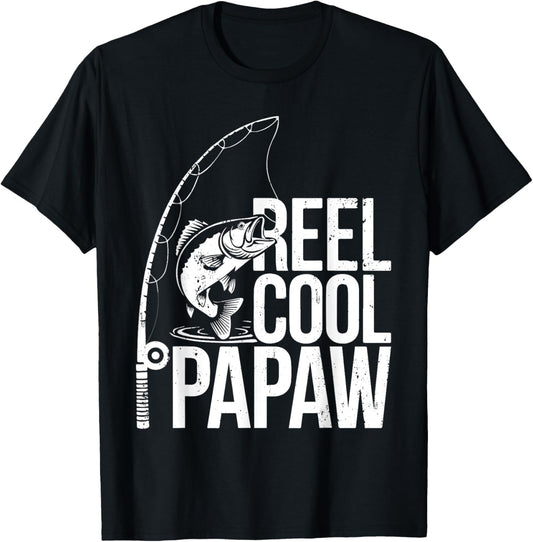 Reel Cool Papaw Shirt Men Papa Fisherman Fathers Day T-Shirt