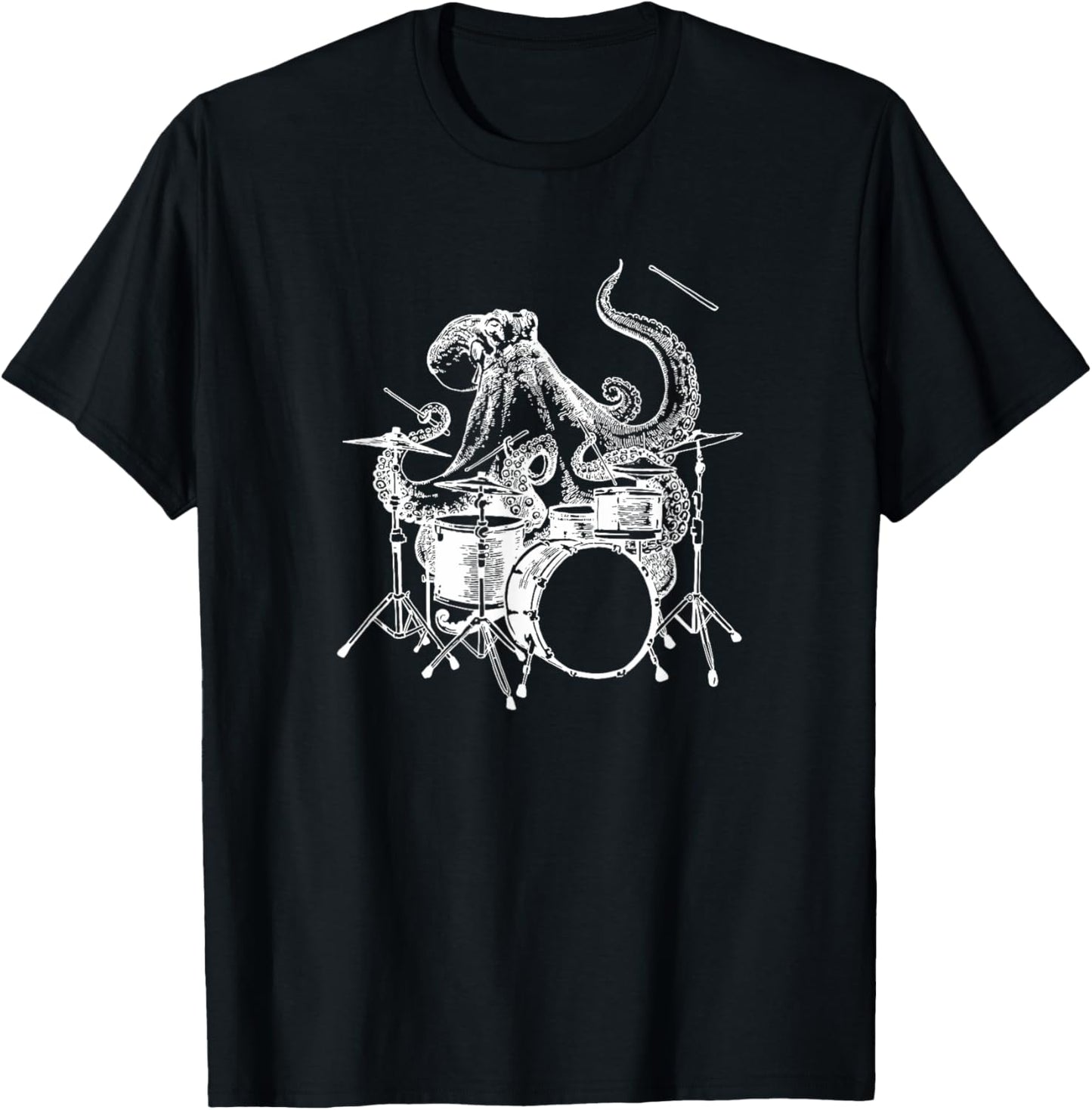 Octopus Playing Drums Funny Beach Drummer Cool Rock Musician T-Shirt
