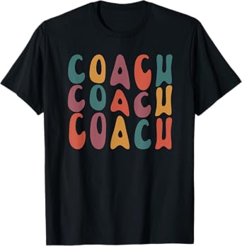 Coach Groovy Retro Colorful Design Coaching T-Shirt