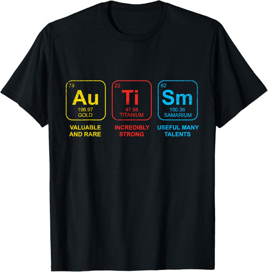 Autism Awareness Women Men Kids Elements Periodic Table ASD T-Shirt