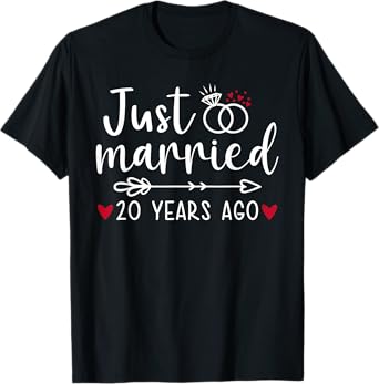 Just Married Couples Funny Husband Wife 20th Anniversary T-Shirt