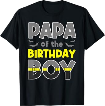 Papa Of The Birthday Boy Bat Family Party Theme Boys Gift T-Shirt