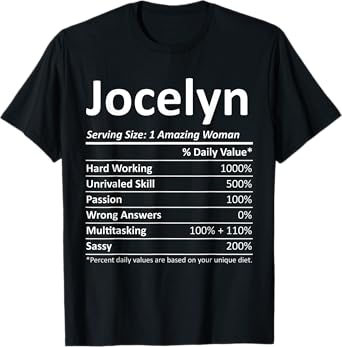 JOCELYN Nutrition Personalized Name Funny Christmas Gift T-Shirt