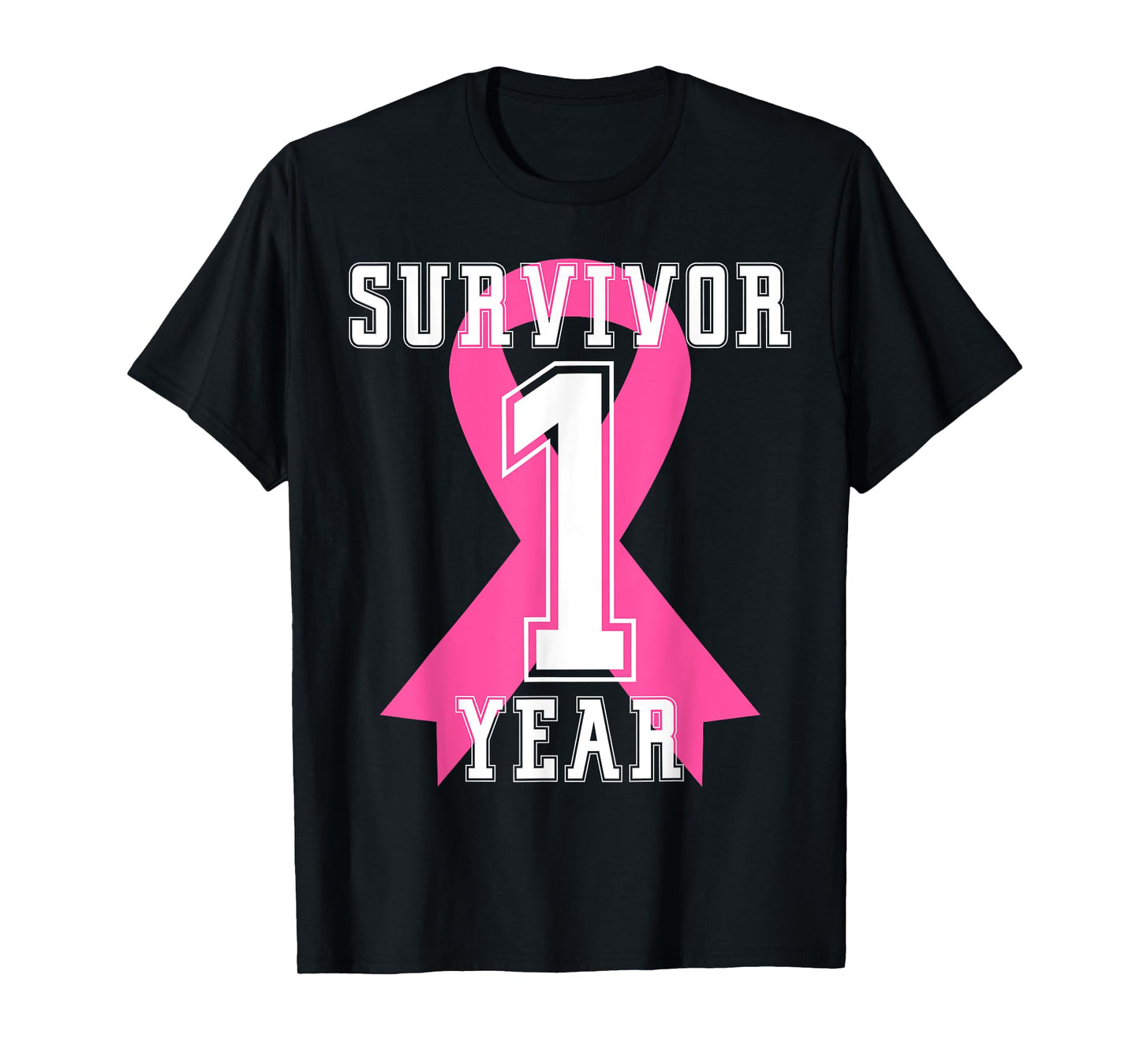 1 One Year Free Survivor Breast Cancer Awareness Pink Ribbon T-Shirt