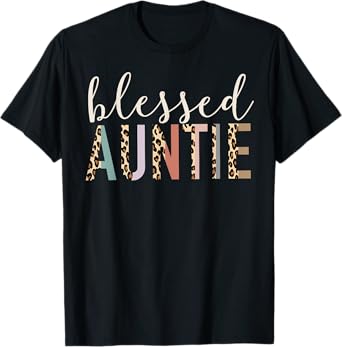 Blessed Auntie Aunt Cute Leopard Print T-Shirt