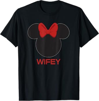 Disney Minnie Mouse Red Bow Icon Wifey Wife Family T-Shirt