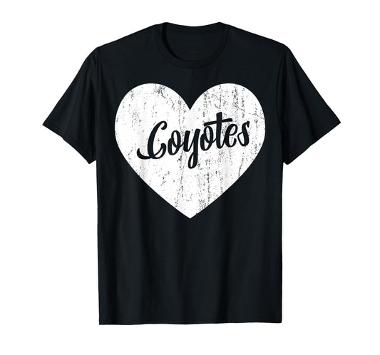 Coyotes School Sports Fan Team Spirit Mascot Heart Gift T-Shirt