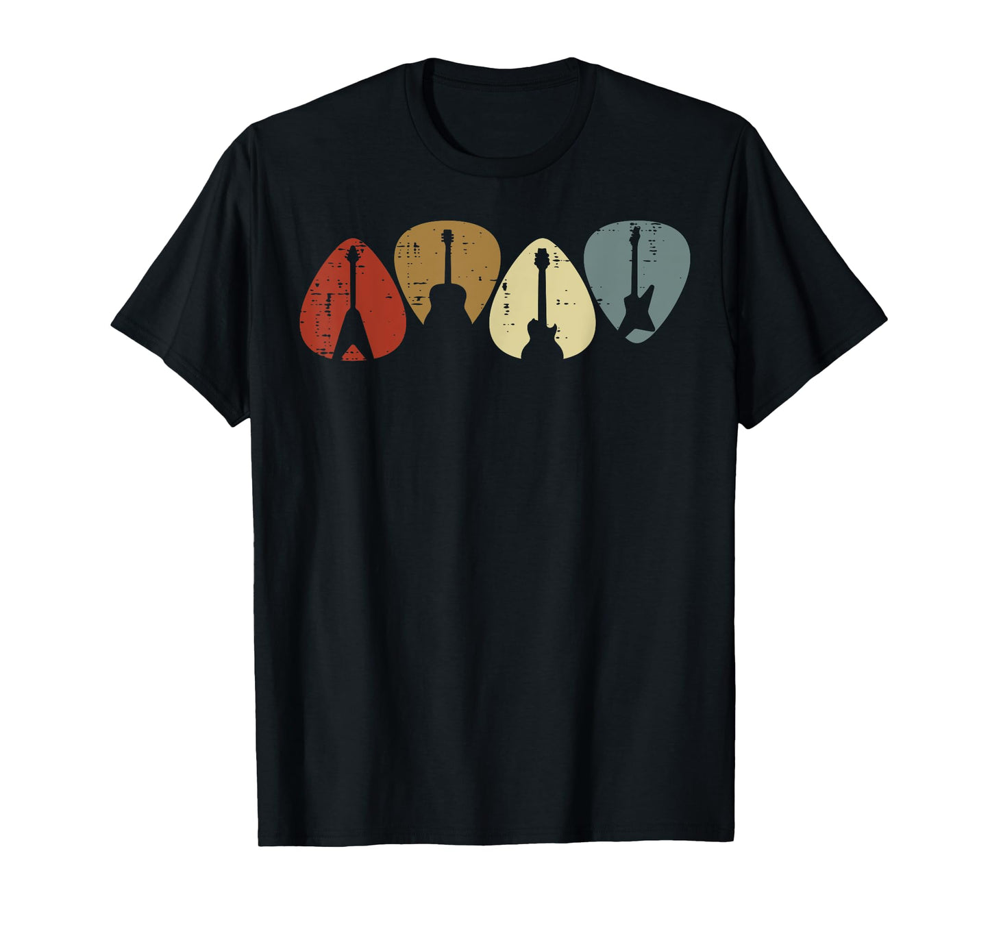 Guitar Picks Rocker Retro Guitarist Rock Men Boys Kids Women T-Shirt