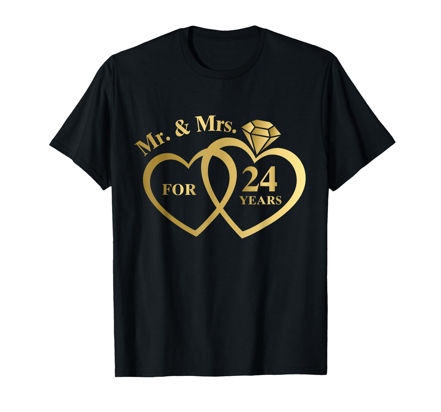 Mr And Mrs For 24 Years 24th Wedding Anniversary Couple T-Shirt