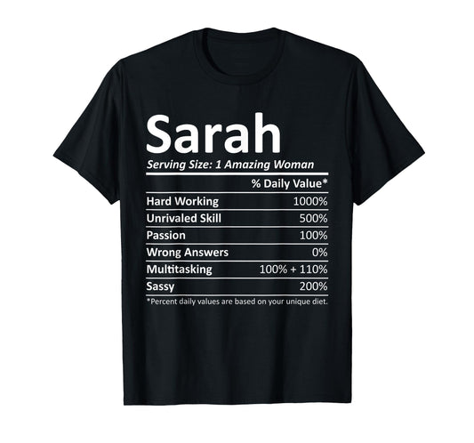 SARAH Nutrition Personalized Name Funny Christmas Gift Idea T-Shirt