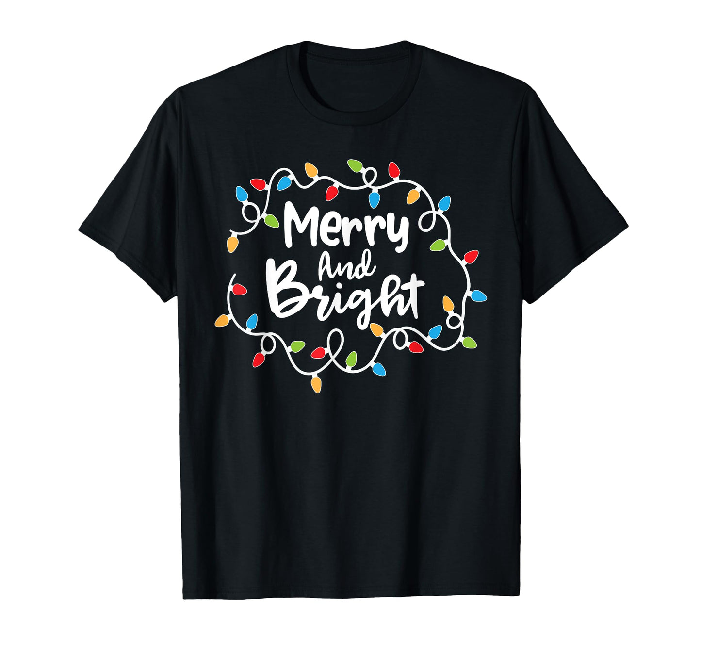 Merry And Bright Santa Christmas Xmas Lights Pajamas Holiday T-Shirt