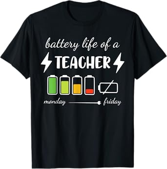 Battery Life Of A Teacher Monday Friday Teacher T-Shirt for Men Women