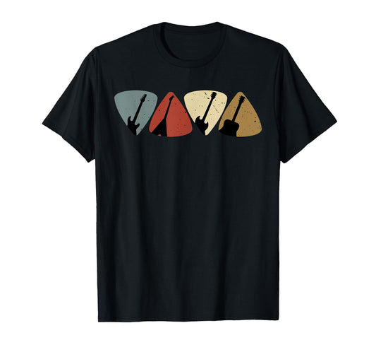 Retro Vintage Guitar Pick Player Guitarist Bassist Musician T-Shirt