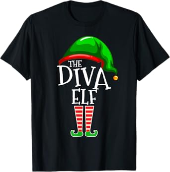 The Diva Elf Family Matching Group Christmas Gift Mom Wife T-Shirt