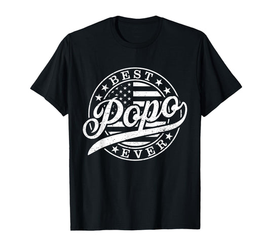 Best Popo Ever American US Flag Funny Grandpa Father's Day T-Shirt