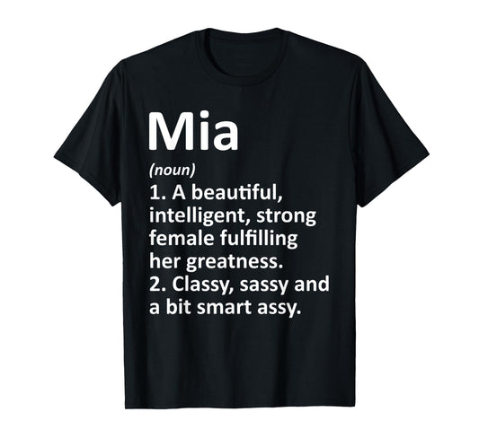 MIA Definition Personalized Name Funny Christmas Gift T-Shirt