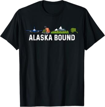 Alaska Bound Airplane Luggage and Mountains T-Shirt