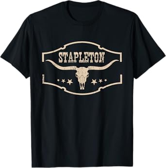 Distressed Stapleton Cowhide Name Proud Vintage Bull-Skull T-Shirt