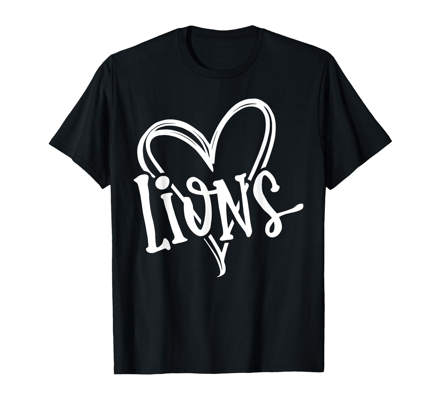 Lions School Sports Fan Team Spirit Heart Design T-Shirt