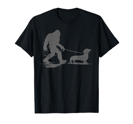 Bigfoot Walking Dachshund Dog Tee Funny Wiener Dog Dad Gifts Men Women Kids T-Shirt