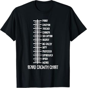 Beard Length Bearded Man Funny Measuring Chart Level Scale T-Shirt