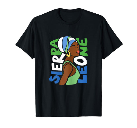 Sierra Leone Flag Ethnic African Heritage Black Woman Africa T-Shirt