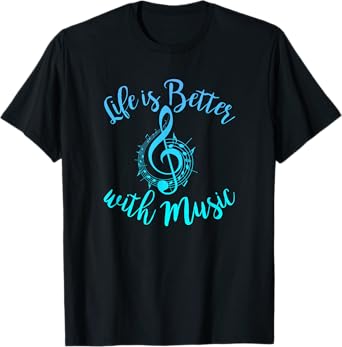 LIFE IS BETTER WITH MUSIC Notes Teen Girl Women Musician T-Shirt