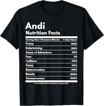 Andi Nutrition Facts Gift Funny Personalized Name Andi T-Shirt