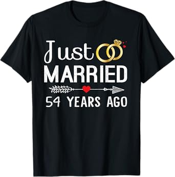 Just Married 54 Years Ago 54th Anniversary Gift for Couple T-Shirt