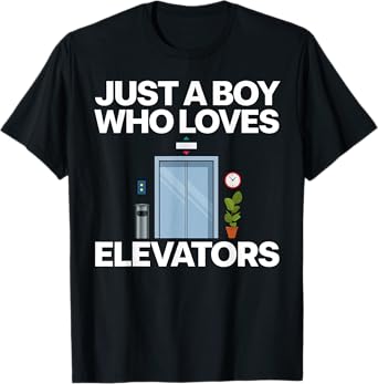 Cool Elevator Art Men Boys Kids Elevator Mechanic Inspector T-Shirt