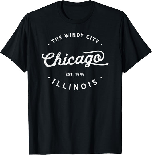 Classic Retro Vintage Chicago Illinois Windy City Novelty T-Shirt