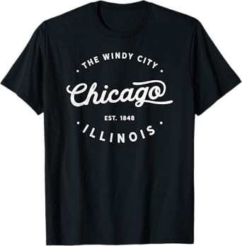 Classic Retro Vintage Chicago Illinois Windy City Novelty T-Shirt